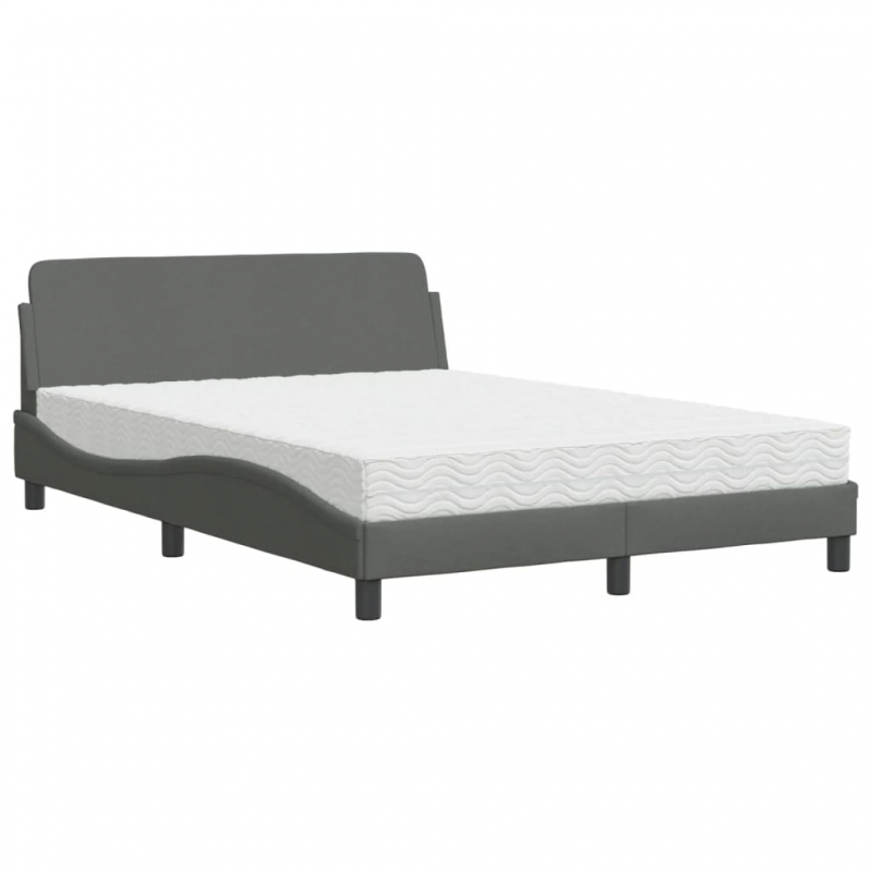 Bett mit Matratze Dunkelgrau 140x190 cm Stoff