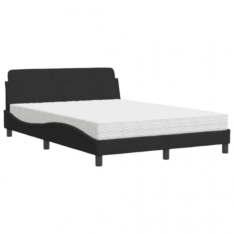 Bett mit Matratze Schwarz 140x190 cm Samt