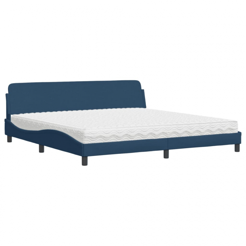 Bett mit Matratze Blau 200x200 cm Stoff