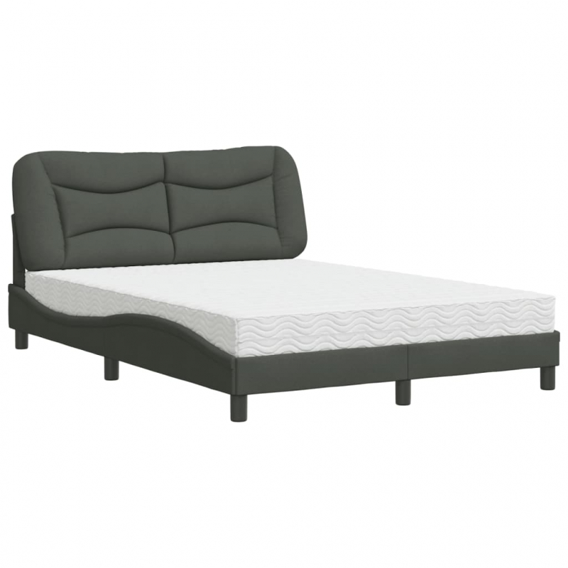 Bett mit Matratze Dunkelgrau 140x190 cm Stoff