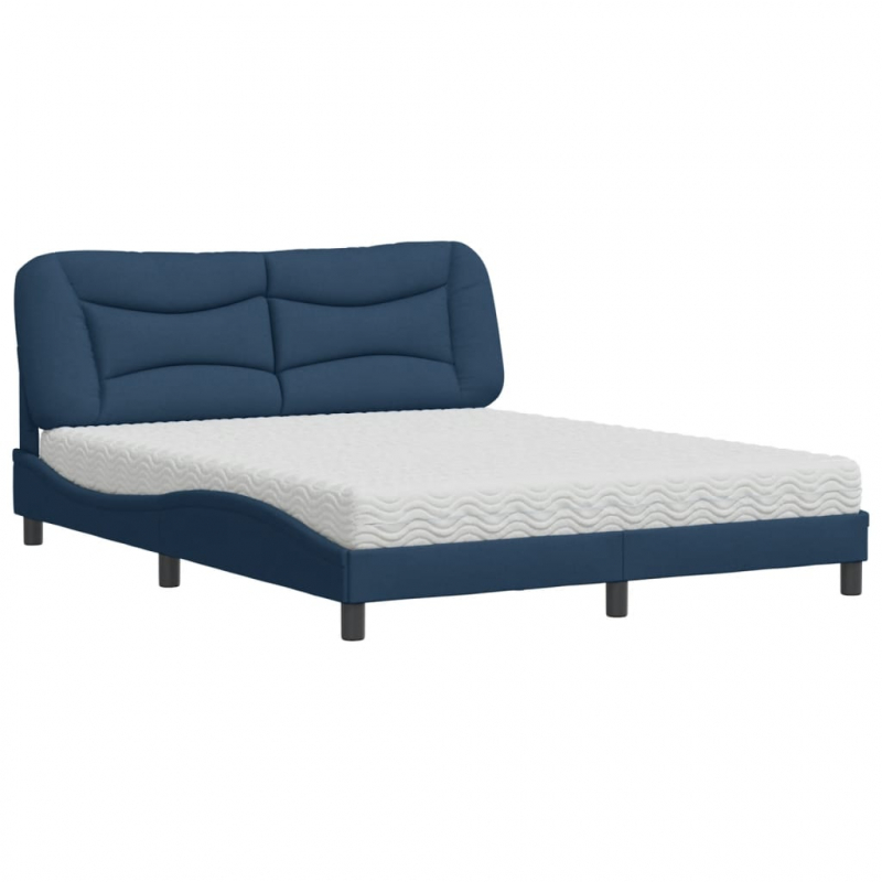 Bett mit Matratze Blau 160x200 cm Stoff