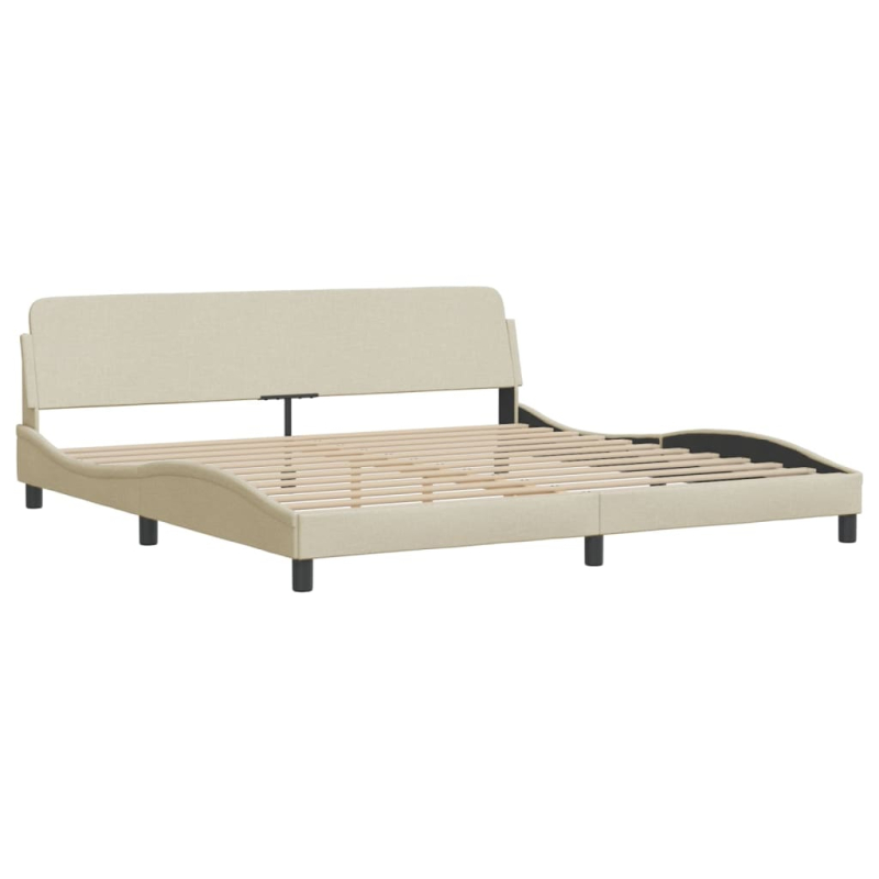 Bett mit Matratze Creme 200x200 cm Stoff