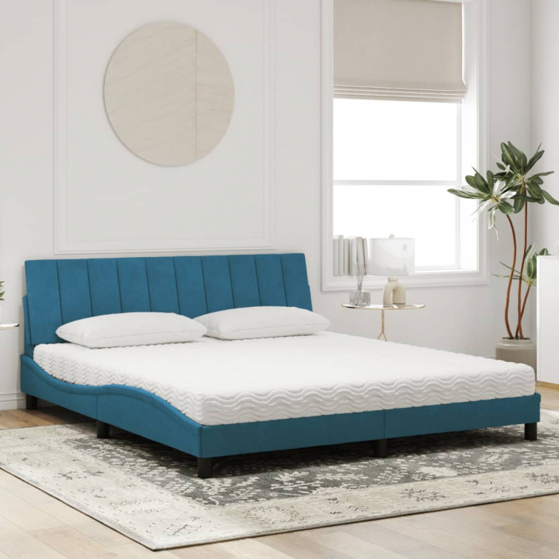 Bett mit Matratze Blau 180x200 cm Samt