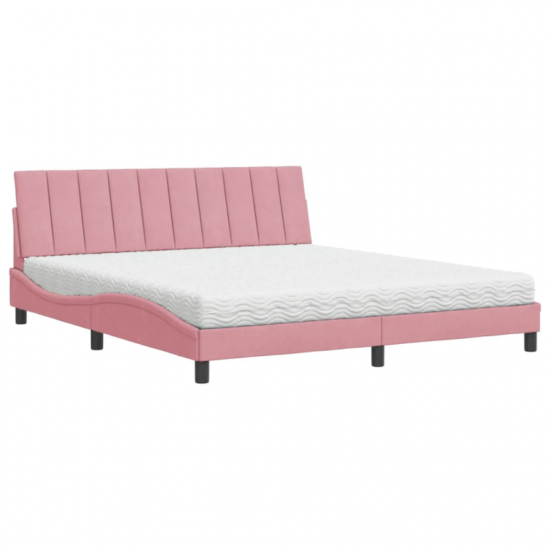 Bett mit Matratze Rosa 180x200 cm Samt