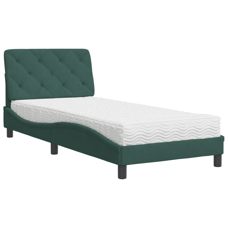 Bett mit Matratze Dunkelgrün 80x200 cm Samt