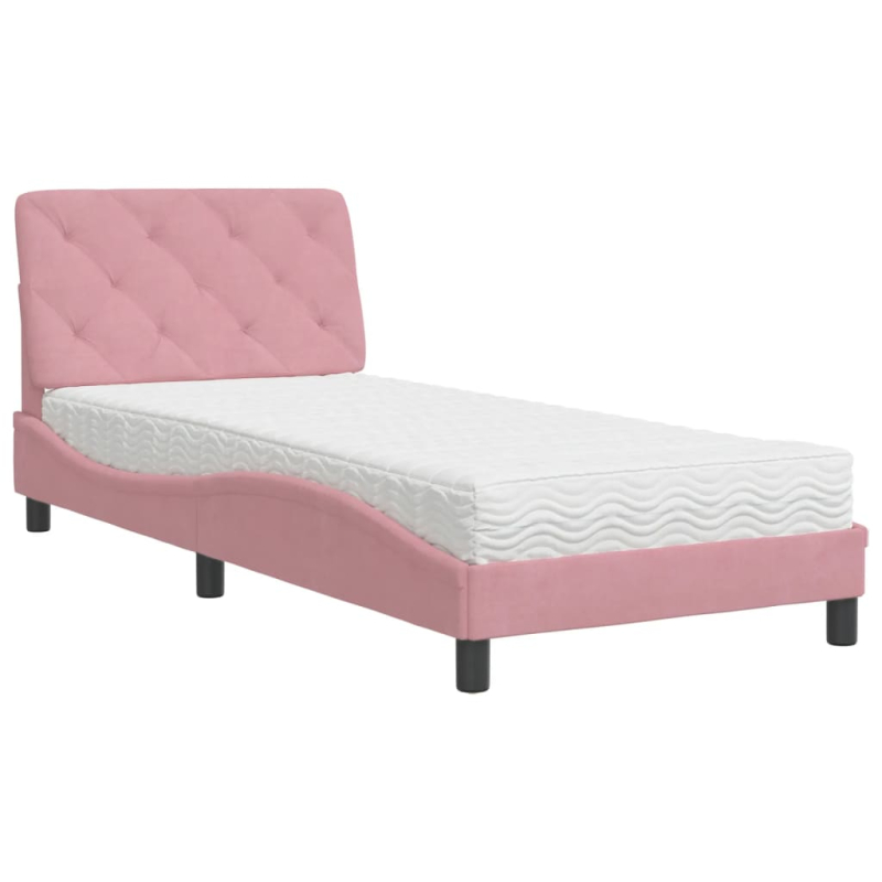 Bett mit Matratze Rosa 90x200 cm Samt
