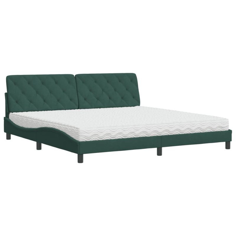 Bett mit Matratze Dunkelgrün 200x200 cm Samt