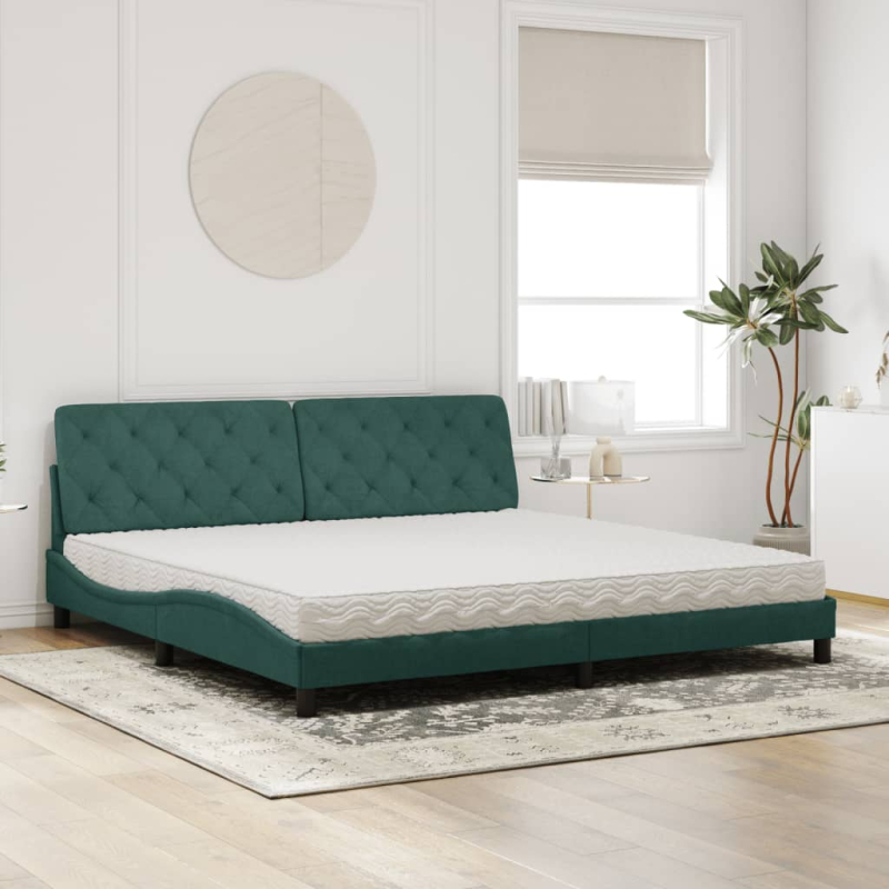 Bett mit Matratze Dunkelgrün 200x200 cm Samt