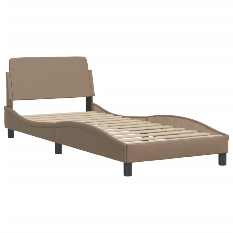 Bett mit Matratze Cappuccino-Braun 80x200 cm Kunstleder