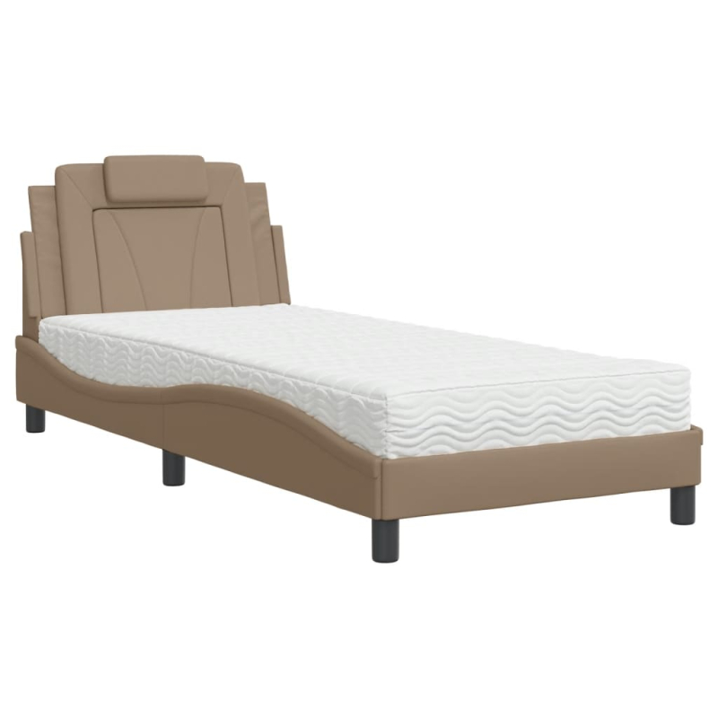 Bett mit Matratze Cappuccino-Braun 90x190 cm Kunstleder