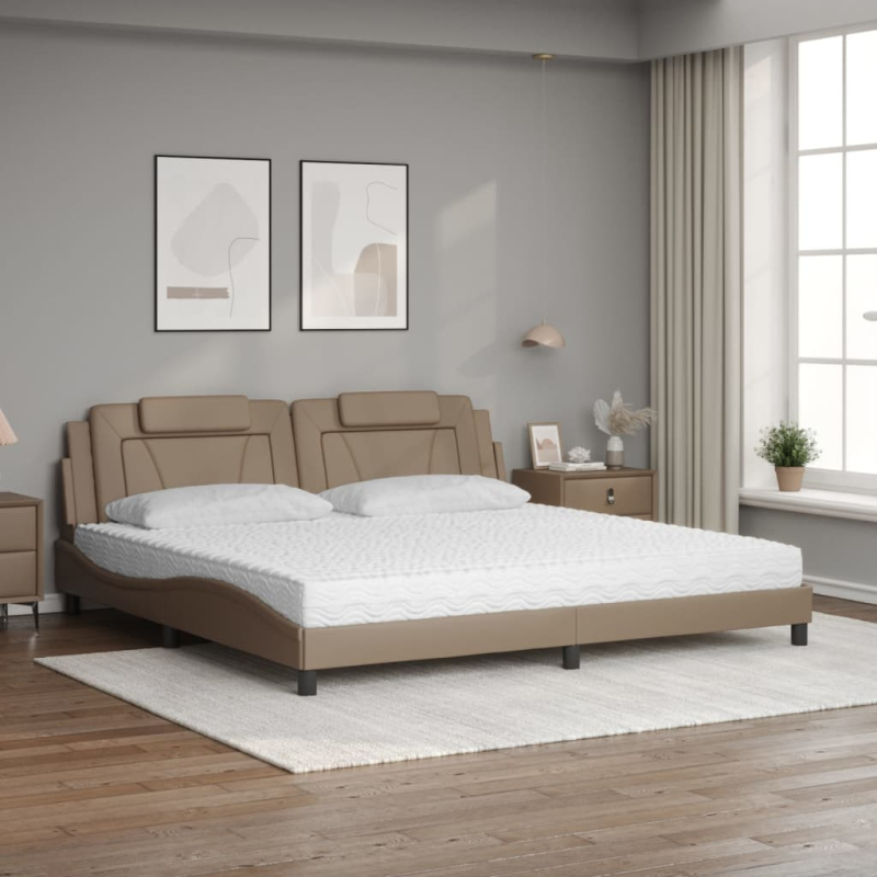 Bett mit Matratze Cappuccino-Braun 200x200 cm Kunstleder