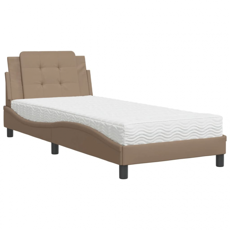 Bett mit Matratze Cappuccino-Braun 80x200 cm Kunstleder