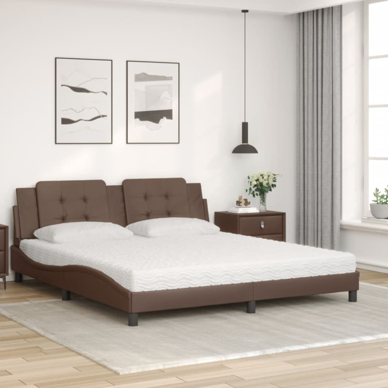 Bett mit Matratze Braun 180x200 cm Kunstleder