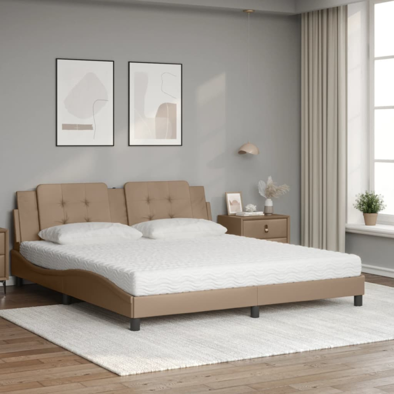 Bett mit Matratze Cappuccino-Braun 180x200 cm Kunstleder