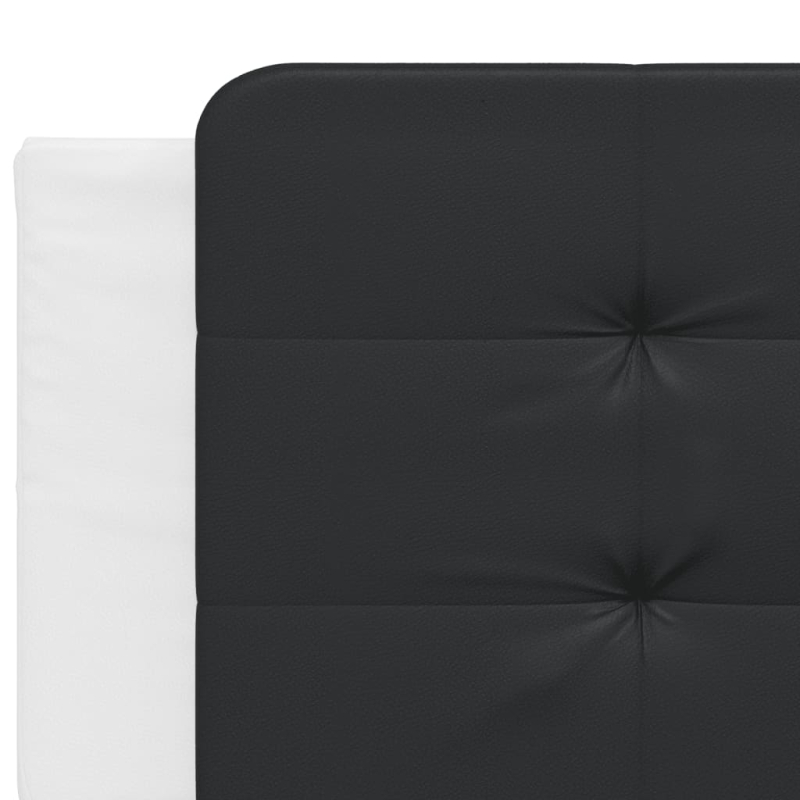 Bett mit Matratze Weiß und Schwarz 200x200 cm Kunstleder