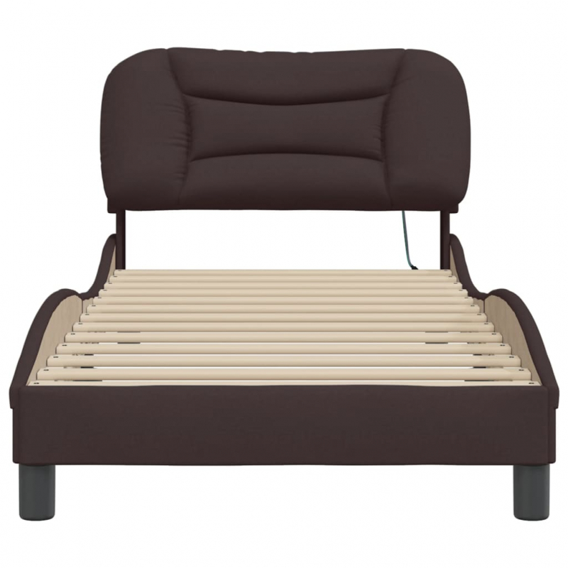 Bettgestell mit LED Dunkelbraun 80x200 cm Stoff