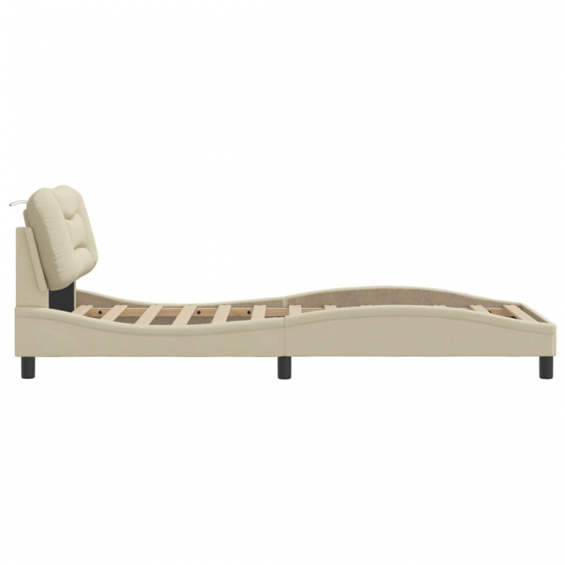 Bettgestell mit LED ohne Matratze Creme 90x200 cm Stoff