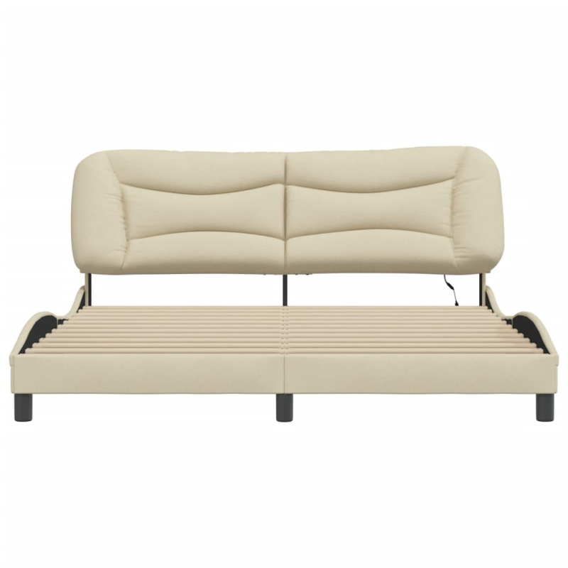 Bettgestell mit LED ohne Matratze Creme 180x200 cm Stoff