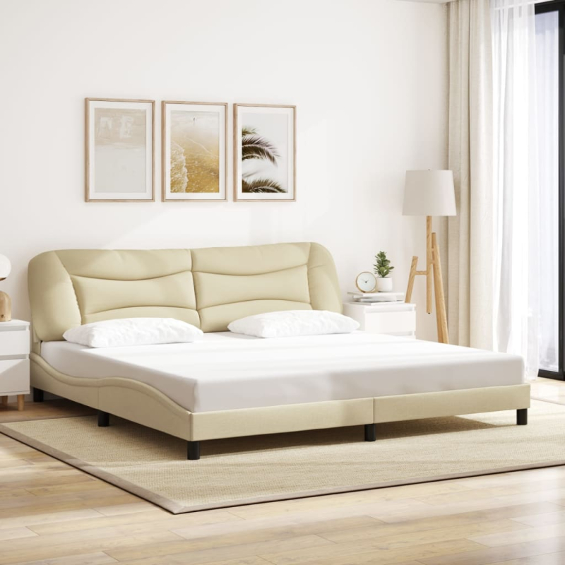 Bettgestell mit LED ohne Matratze Creme 200x200 cm Stoff