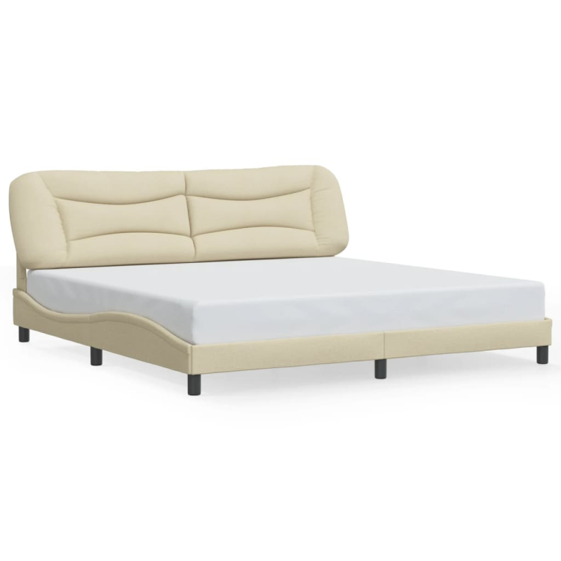 Bettgestell mit LED ohne Matratze Creme 200x200 cm Stoff