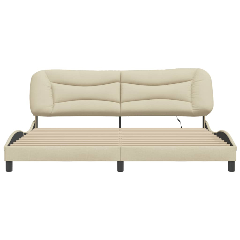 Bettgestell mit LED ohne Matratze Creme 200x200 cm Stoff