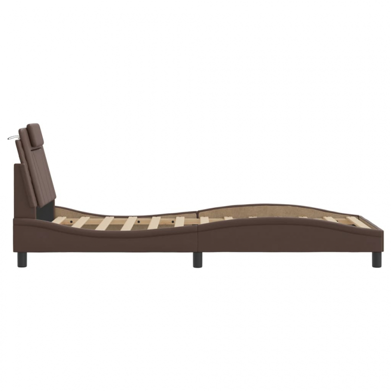 Bettgestell mit LED Braun 80x200 cm Kunstleder