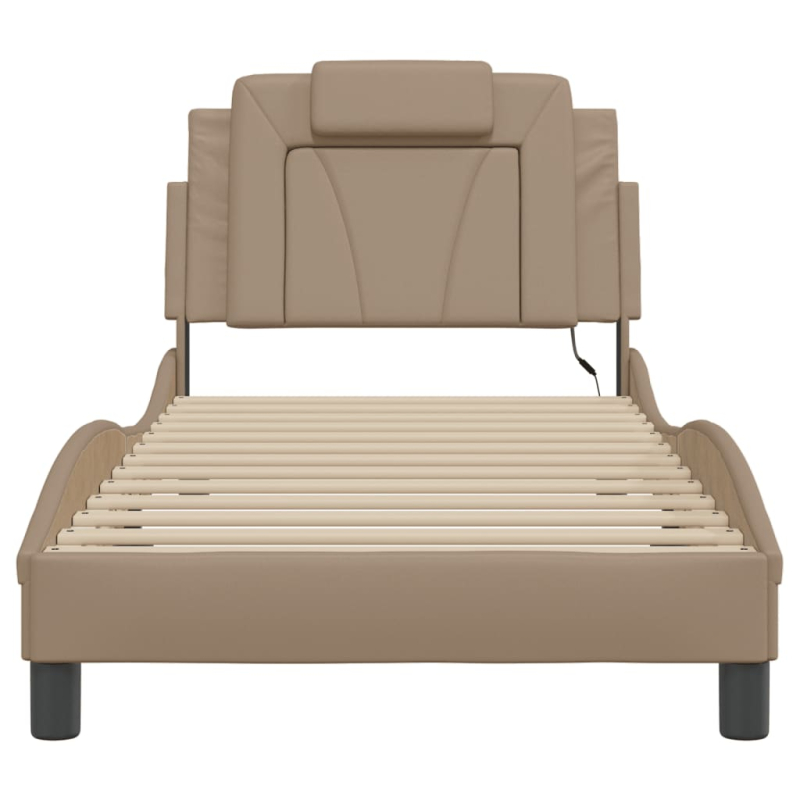Bettgestell mit LED Cappuccino-Braun 90x190 cm Kunstleder