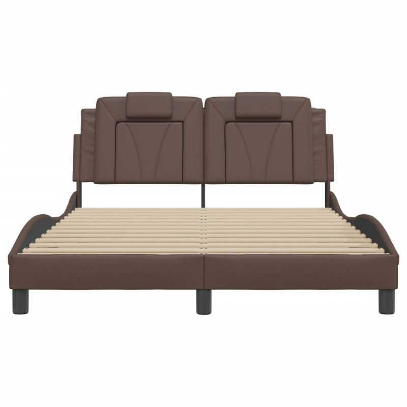 Bettgestell mit LED Braun 140x190 cm Kunstleder