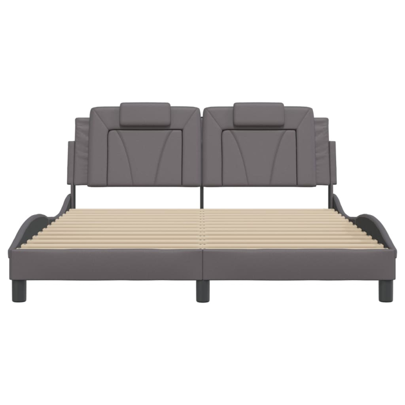 Bettgestell mit LED Grau 160x200 cm Kunstleder