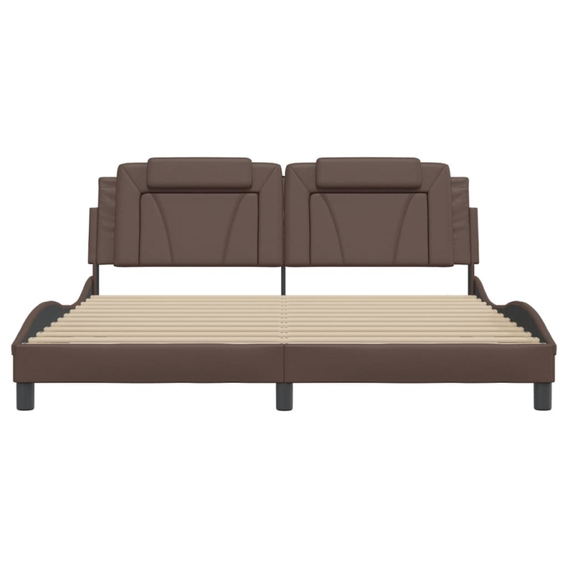 Bettgestell mit LED Braun 180x200 cm Kunstleder