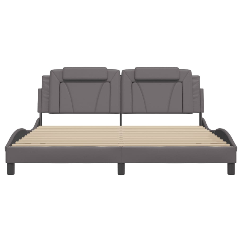 Bettgestell mit LED Grau 180x200 cm Kunstleder