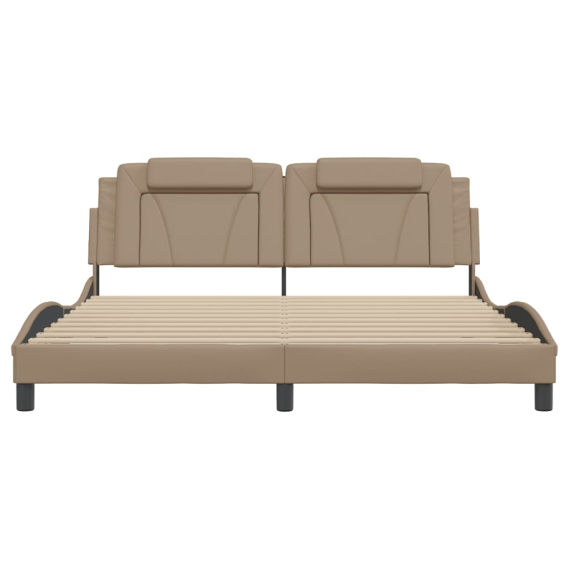 Bettgestell mit LED Cappuccino-Braun 180x200 cm Kunstleder