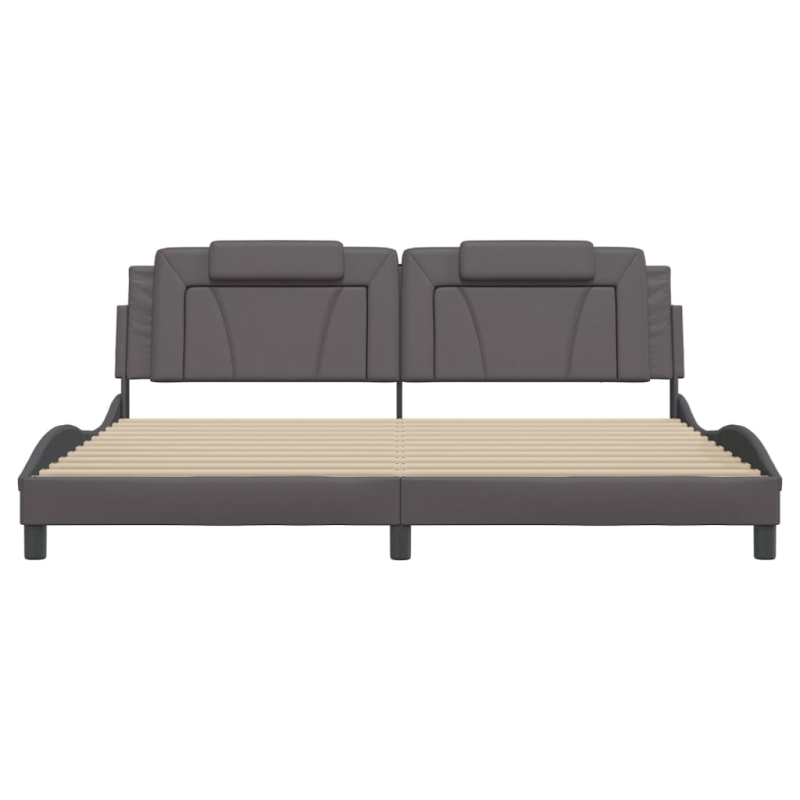 Bettgestell mit LED Grau 200x200 cm Kunstleder