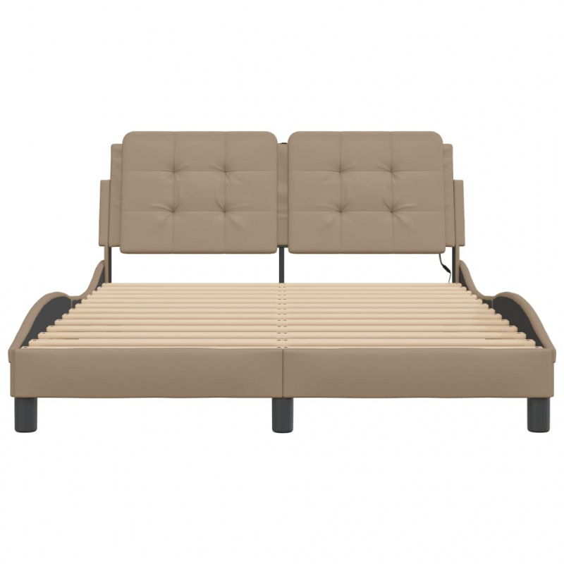 Bettgestell mit LED Cappuccino-Braun 140x190 cm Kunstleder