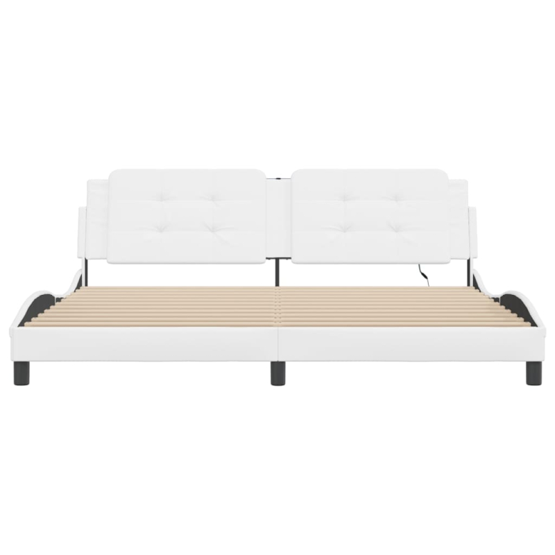 Bettgestell mit LED Weiß 200x200 cm Kunstleder