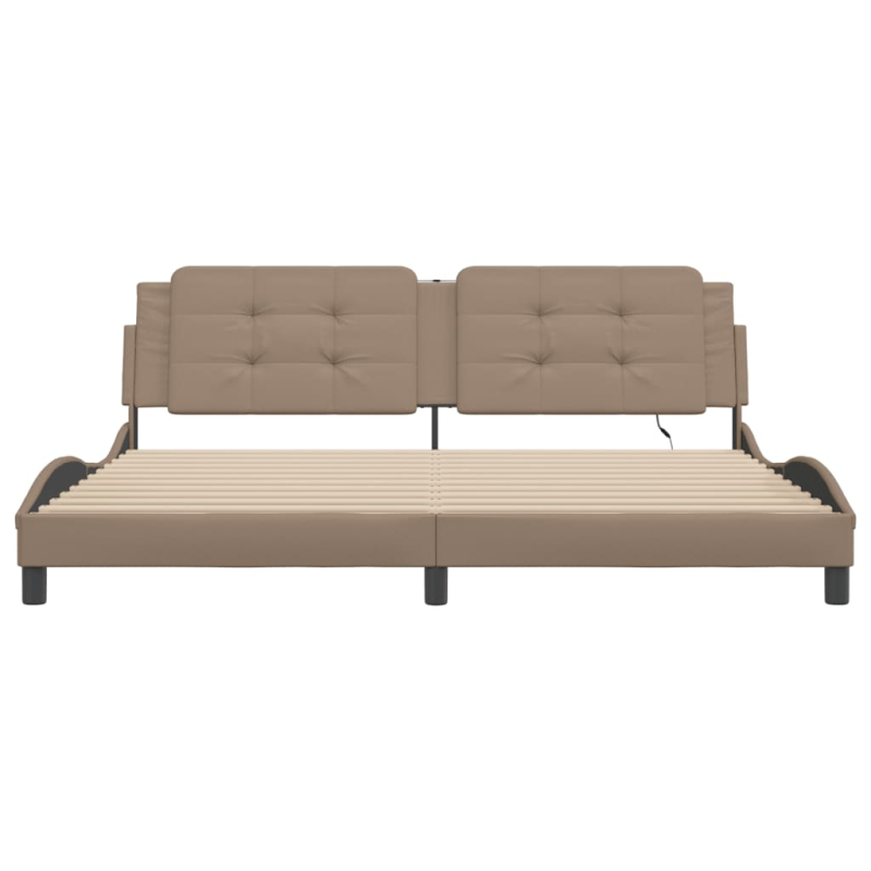 Bettgestell mit LED Cappuccino-Braun 200x200 cm Kunstleder