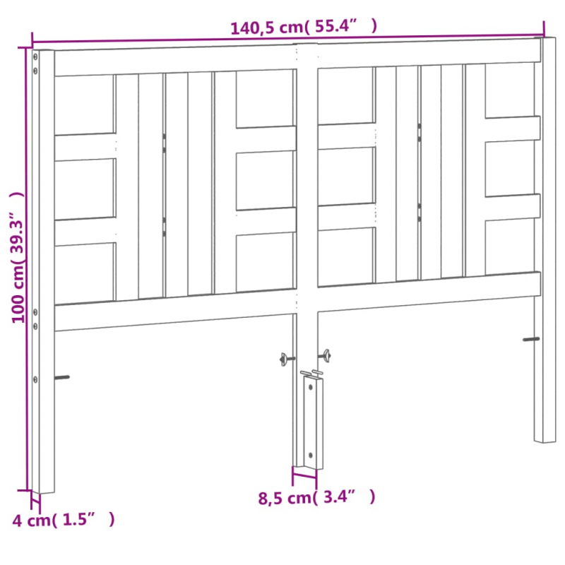 Kopfteil Wachsbraun 135 cm Massivholz Kiefer
