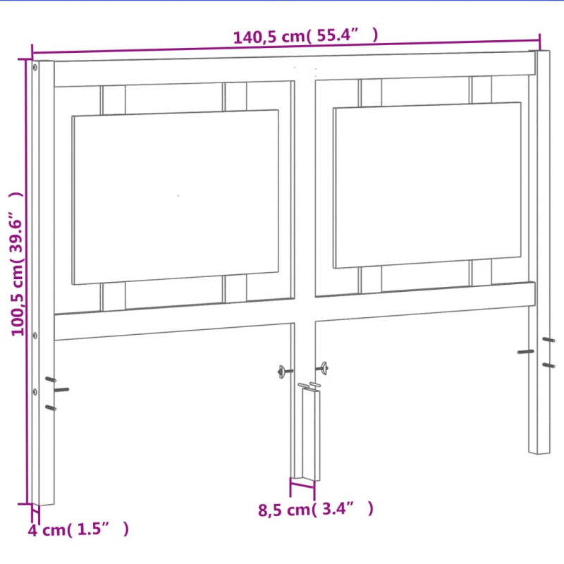 Kopfteil Wachsbraun 135 cm Massivholz Kiefer
