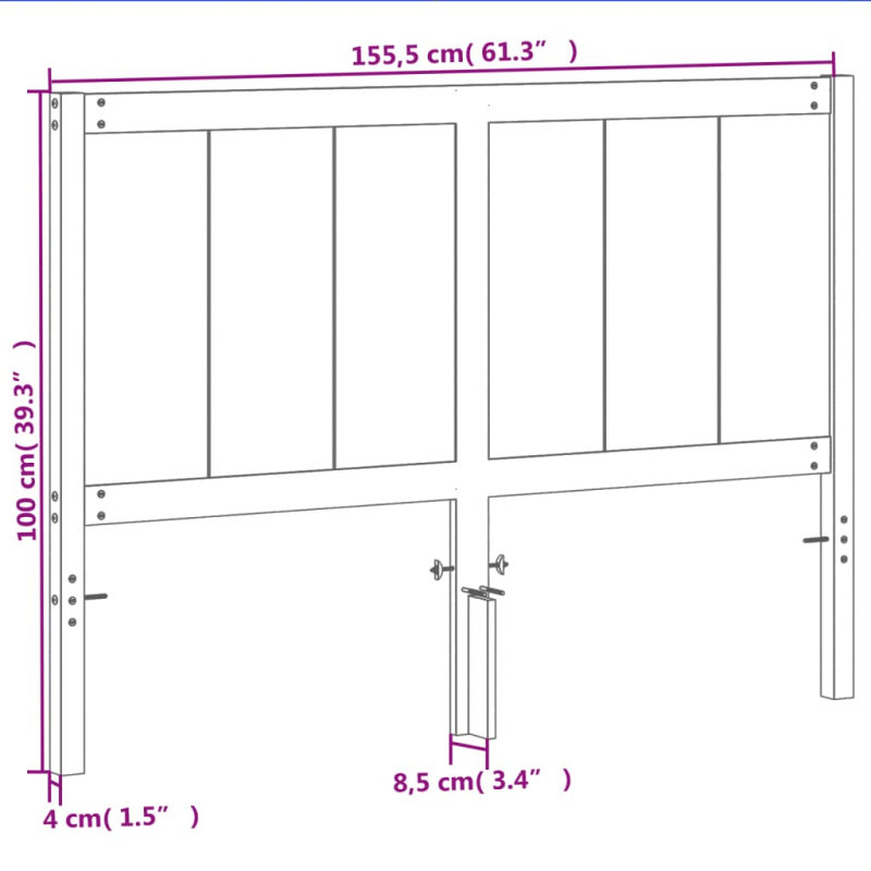Kopfteil Wachsbraun 150 cm Massivholz Kiefer