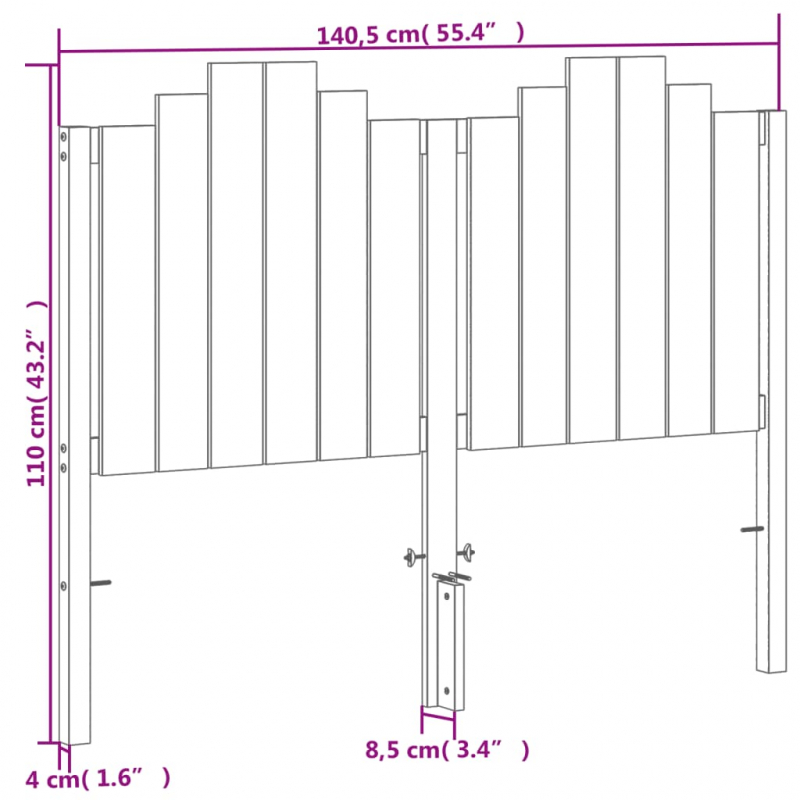 Kopfteil Wachsbraun 135 cm Massivholz Kiefer