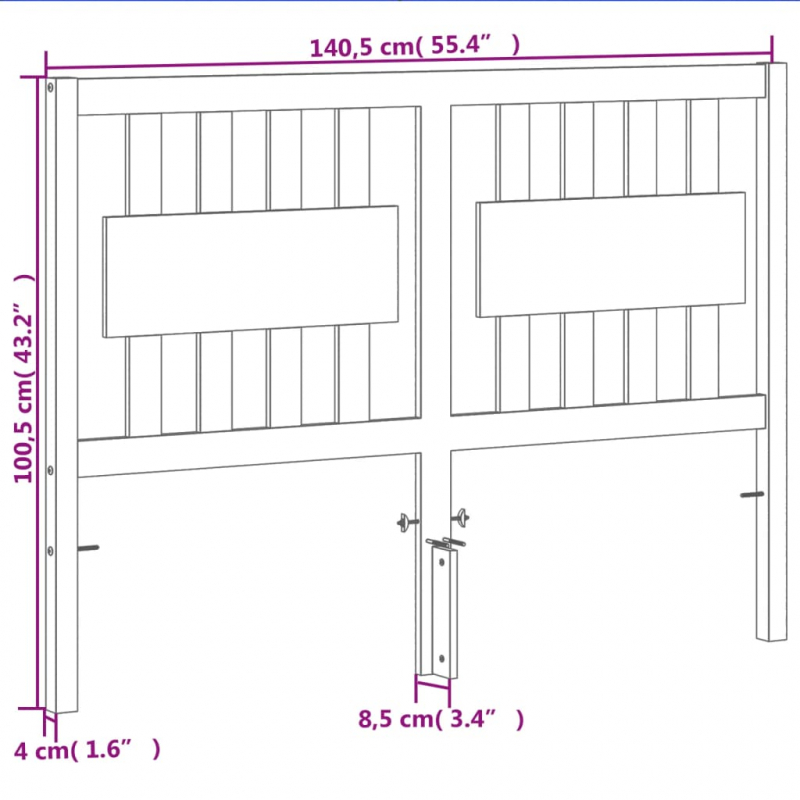 Kopfteil Wachsbraun 135 cm Massivholz Kiefer