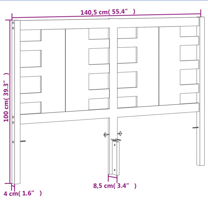 Kopfteil Wachsbraun 135 cm Massivholz Kiefer