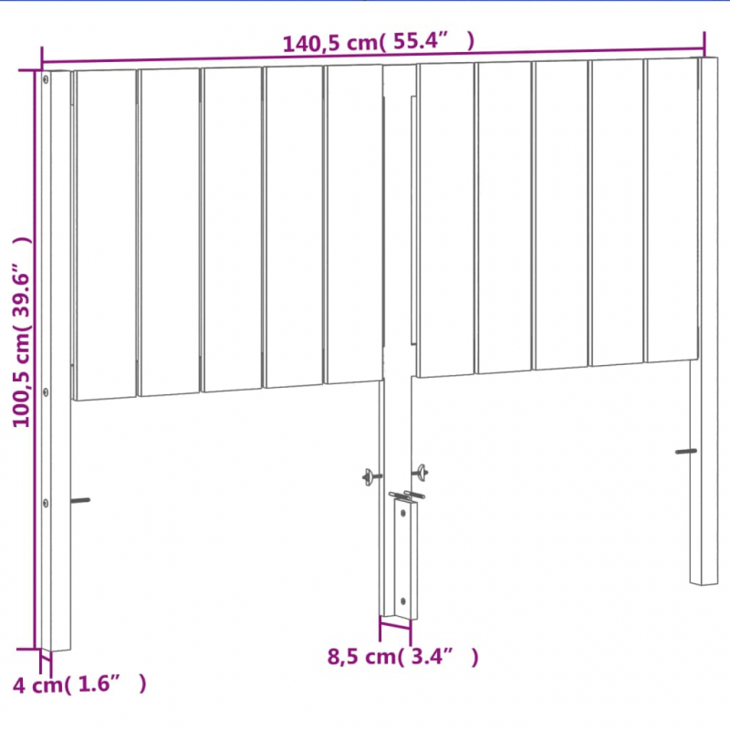 Kopfteil Wachsbraun 135 cm Massivholz Kiefer