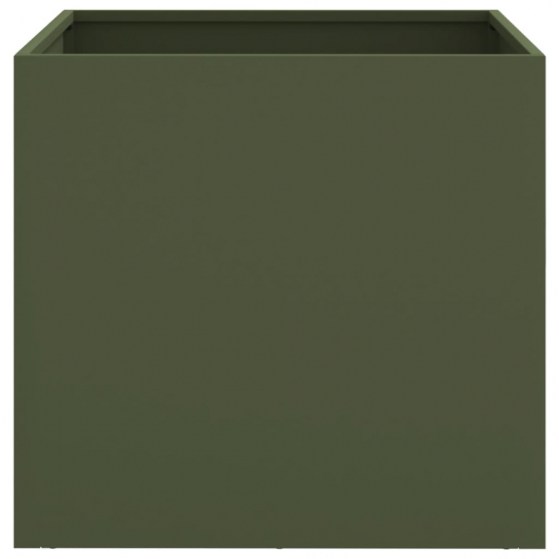 Pflanzkübel 2 Stk. Olivgrün 42x40x39 cm Stahl