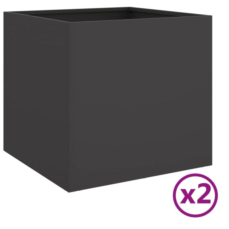 Pflanzkübel 2 Stk. Schwarz 49x47x46 cm Stahl