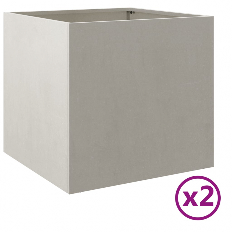 Pflanzkübel 2 Stk. Silbern 49x47x46 cm Edelstahl
