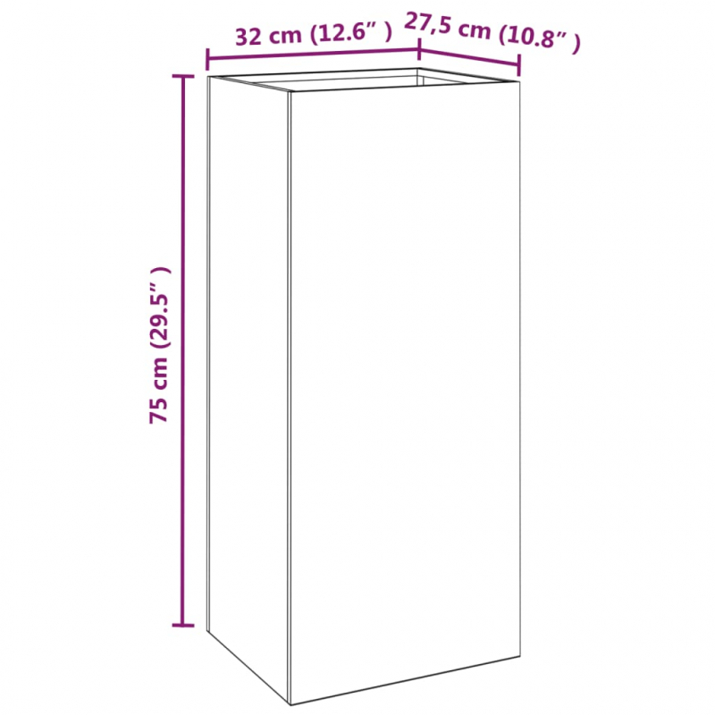 Pflanzkübel Weiß 32x29x75 cm Stahl