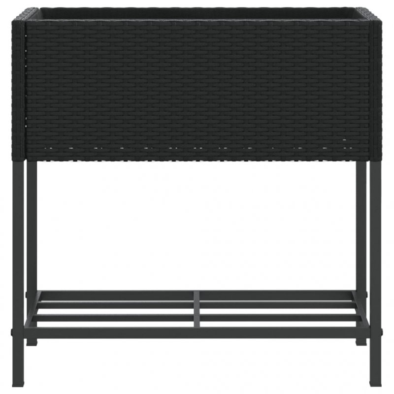 Hochbeete mit Ablage 2 Stk. Schwarz 70x28x70 cm Poly Rattan
