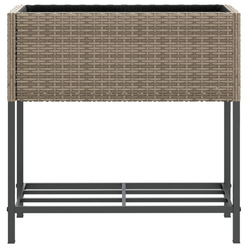 Hochbeete mit Ablage 2 Stk. Grau 70x28x70 cm Poly Rattan