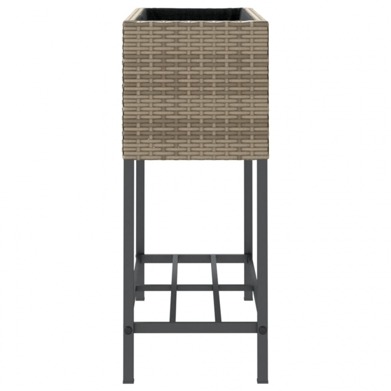 Hochbeete mit Ablage 2 Stk. Grau 70x28x70 cm Poly Rattan